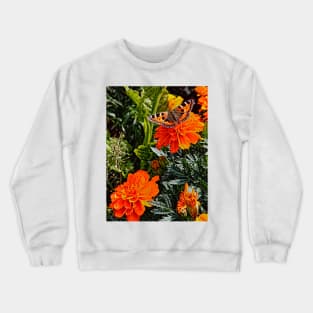 The Small Tortoiseshell Butterfly on a Marigold Crewneck Sweatshirt